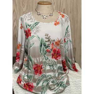 Women's Allison Daley Embellished Top w/Asymmetrical Hemline & Jewelry Size 3X